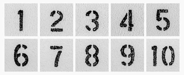 Premium photo panoramic photo collage of numbers of to on grey textured background
