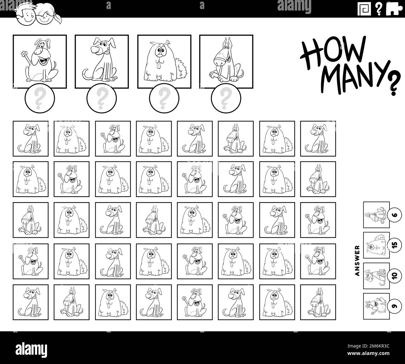 Counting worksheet black and white stock photos images