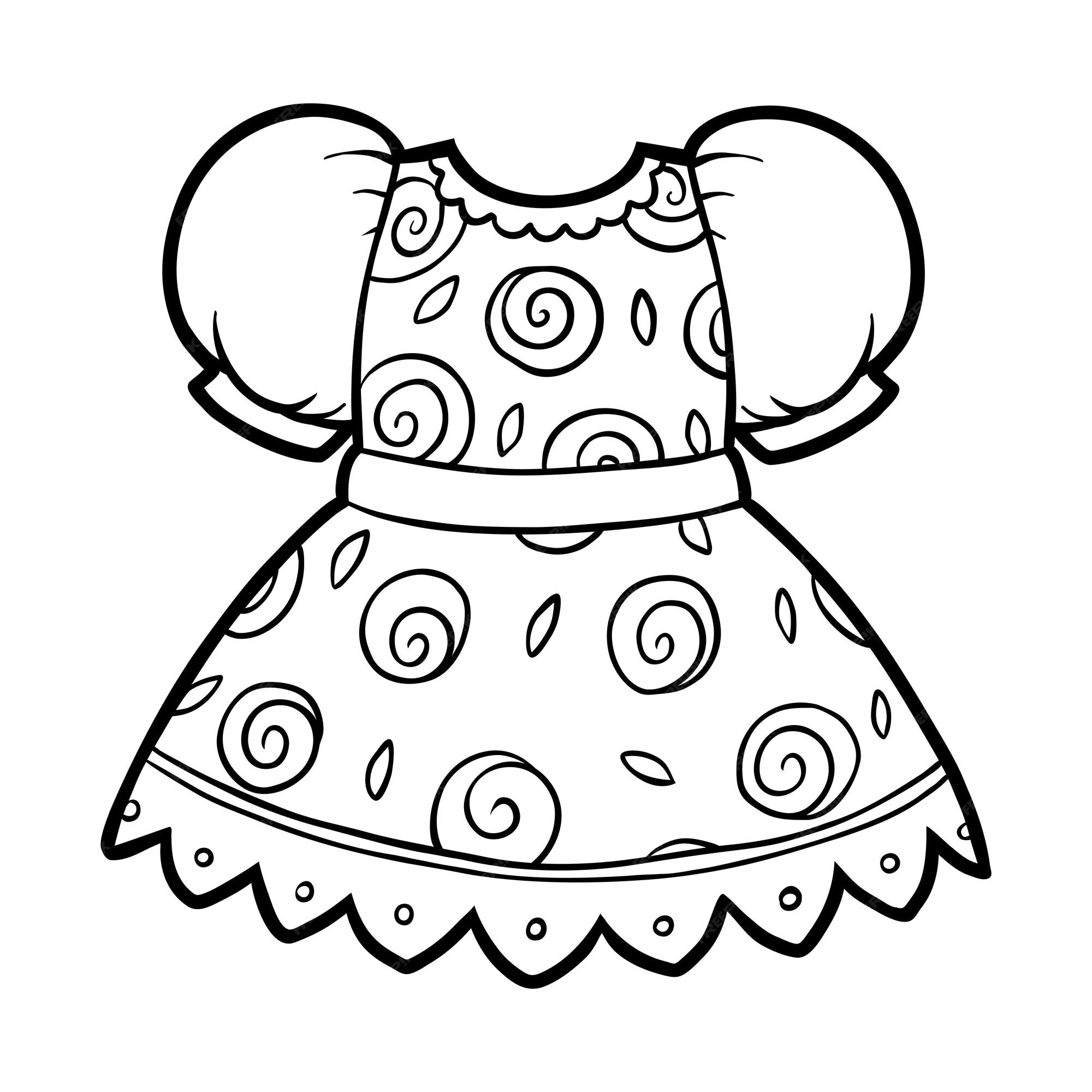 Premium vector coloring book dress with rose pattern