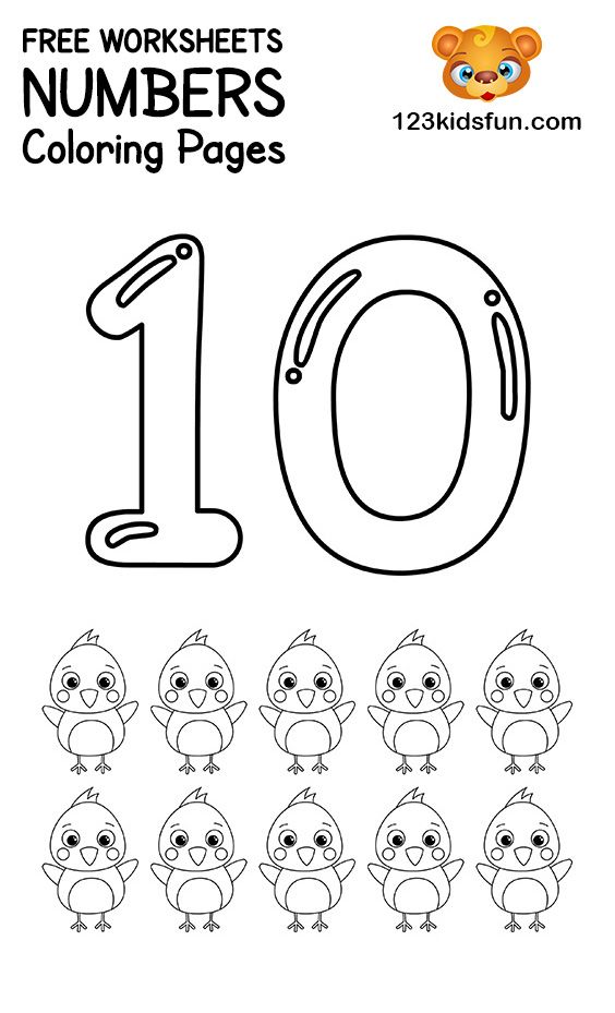 Free printable number coloring pages