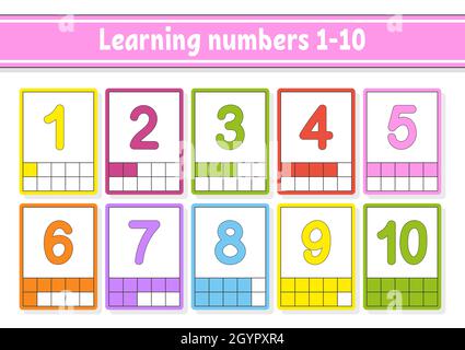 Set flash cards for kids learning numbers