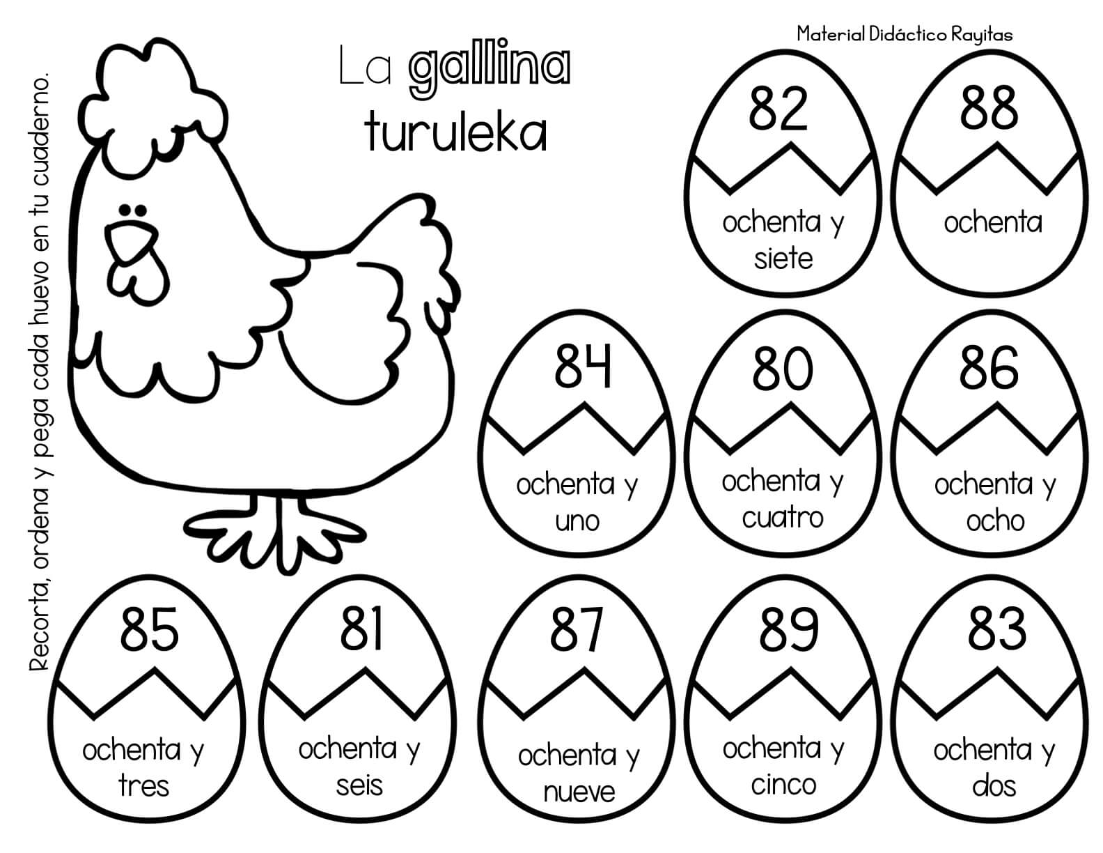 Gallina conteo del al materiales educativos para maestras
