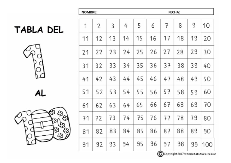 Numeros del al para colorear pdf