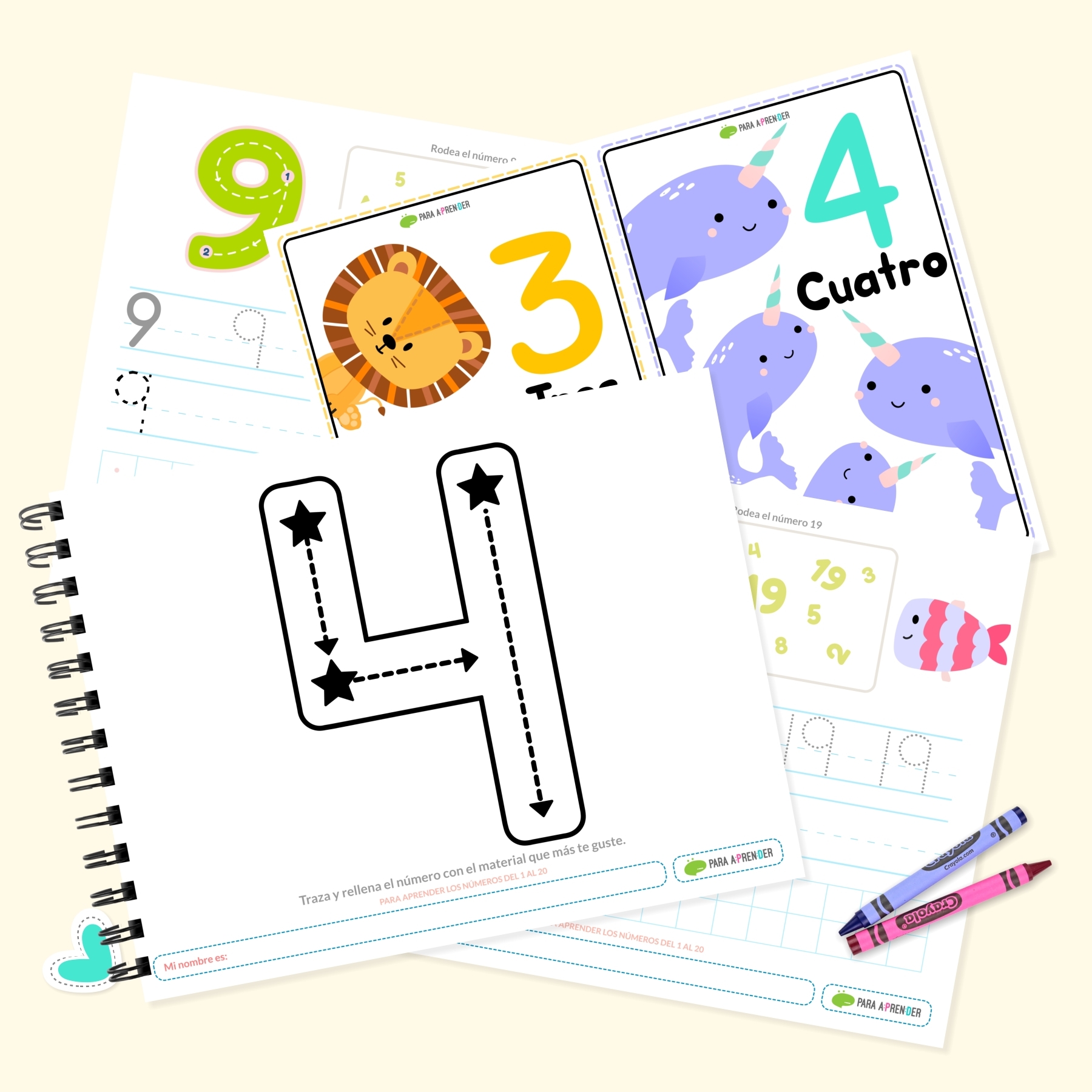 Los nãºmeros del al para preescolar en pdf descargable