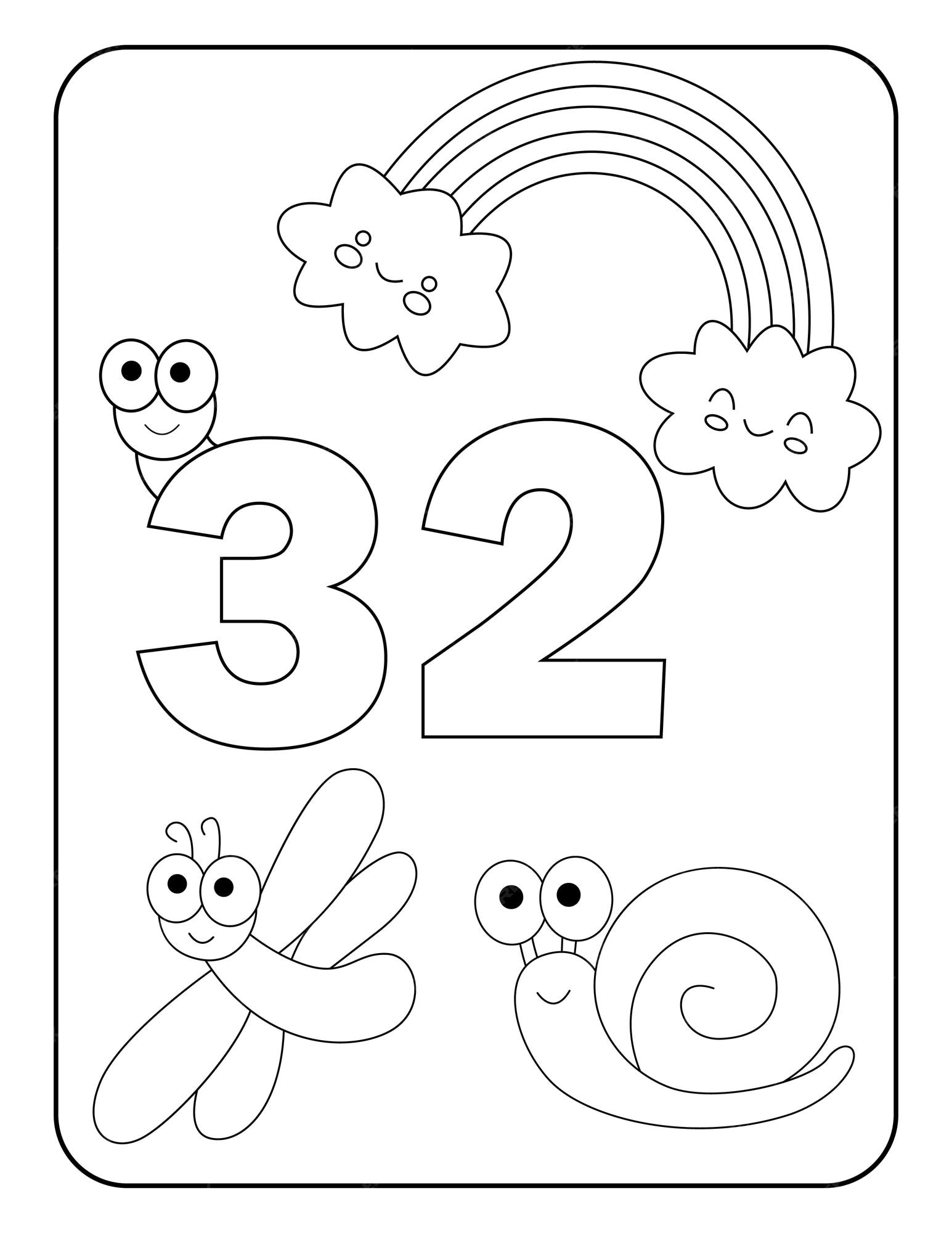 Premium vector number coloring pages with cute insects for kids