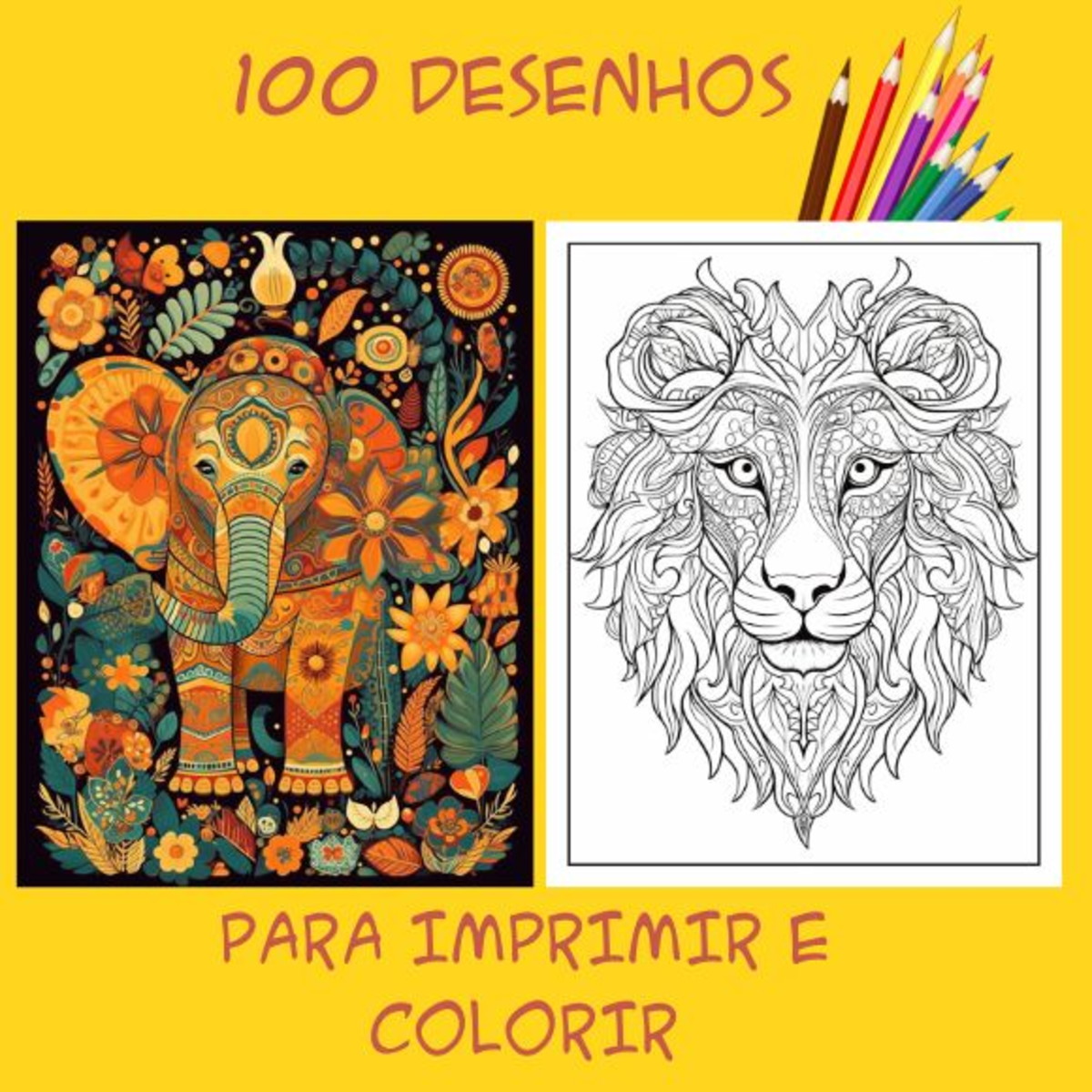 Kit mandalas animais desenhos para imprimir e colorir
