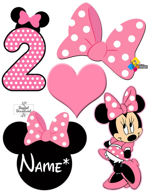 Buy printable minnie mouse pink birthday cake toppers party centerpieces table decorations photo props custom diy minnie mouse decorations online in india