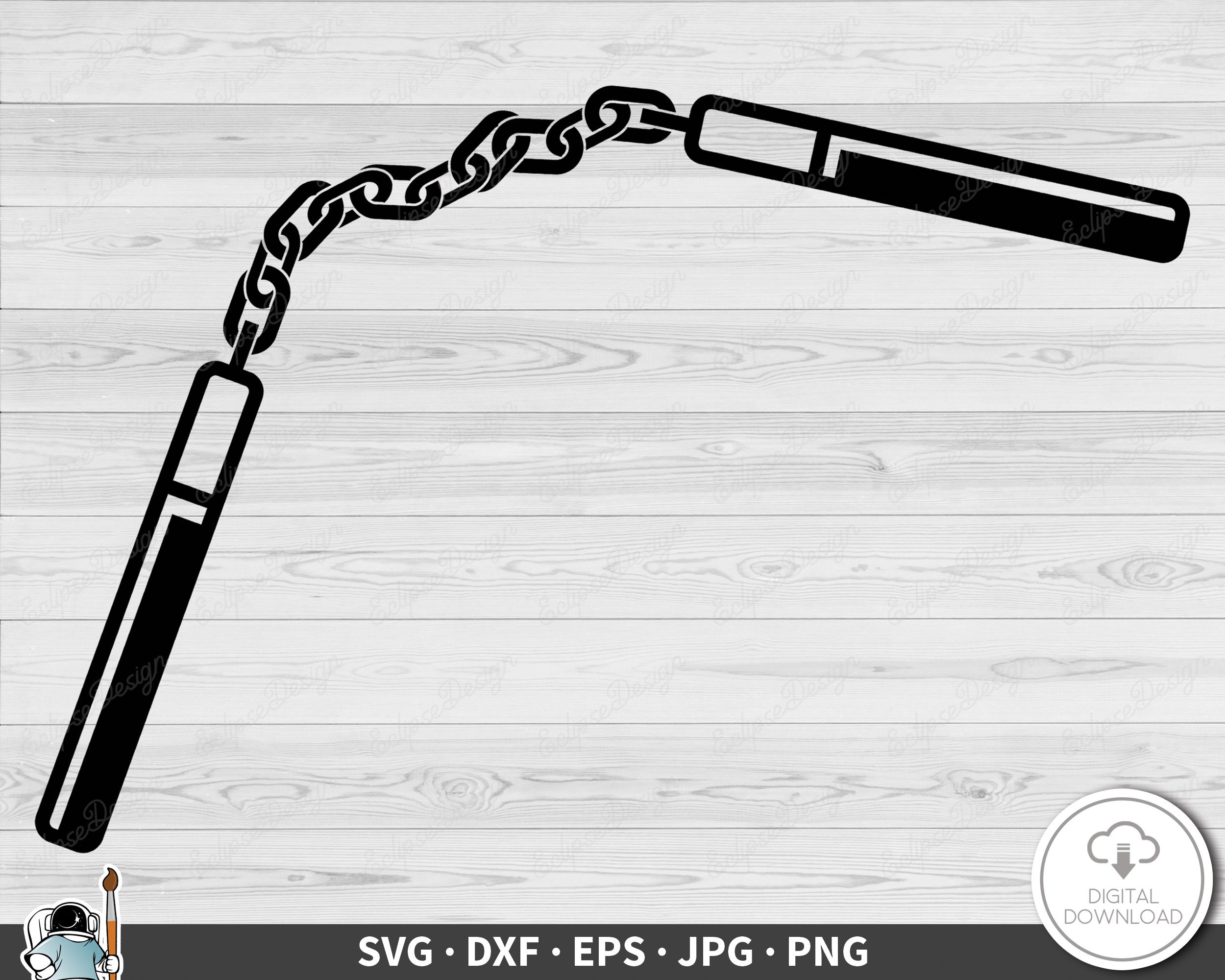 Nunchucks nunchaku svg clip art cut file silhouette dxf eps png jpg instant digital download