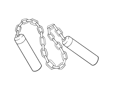 Premium vector nunchaku cold weapon for martial arts fight sport doodle linear cartoon coloring book