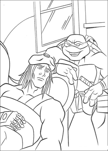 Michelangelo and casey jones coloring page free printable coloring pages