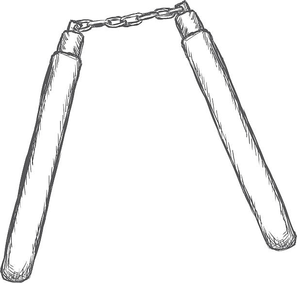 Vector sketch nunchaku stock illustration