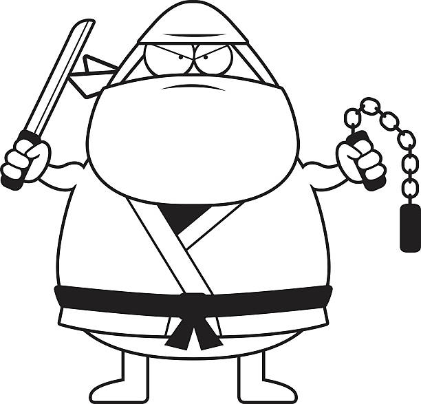 Clip art of a nunchaku stock illustrations royalty