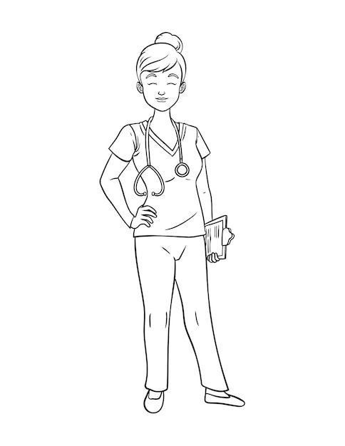 Premium vector nurse isolated coloring page for kids