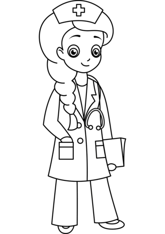 Cartoon nurse coloring page free printable coloring pages