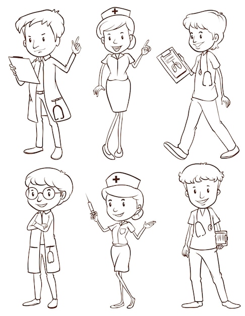 Nurse coloring page outline vectors illustrations for free download