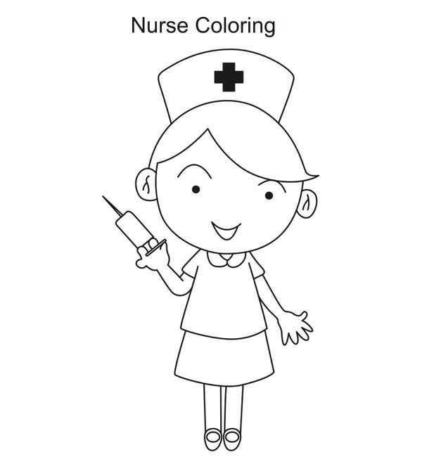 Nurse with syringe coloring page