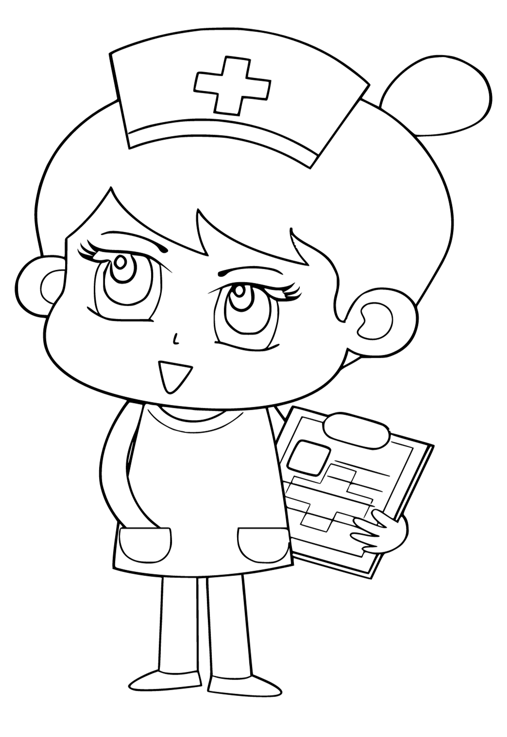 Free printable nurse cute coloring page for adults and kids