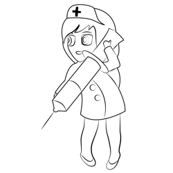 Nurse with injection coloring page for kids