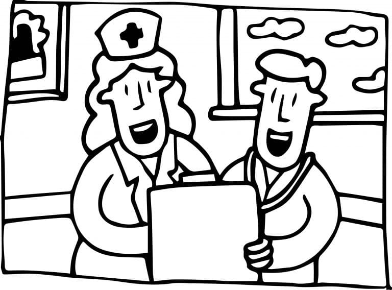 Simple nurse coloring page