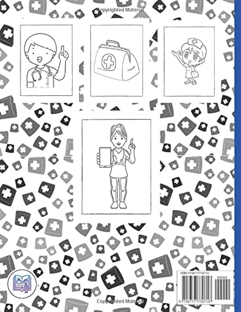 Cute nurse coloring book large and big book of easy funny coloring pages of awesome and cute nurses for kids and toddlers ages