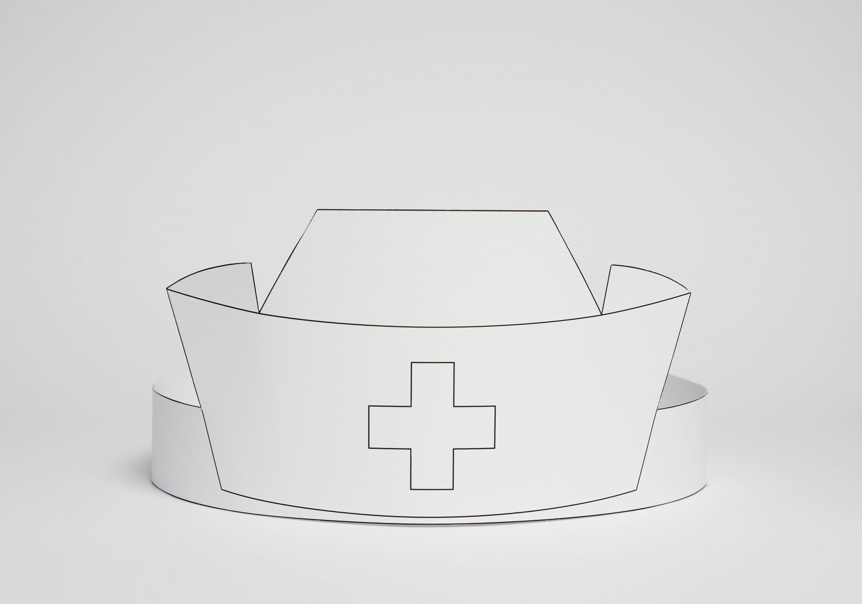 Printable coloring nurse paper hat kids party craft pdf doctor costume template instant download diy career day costume hospital party mask