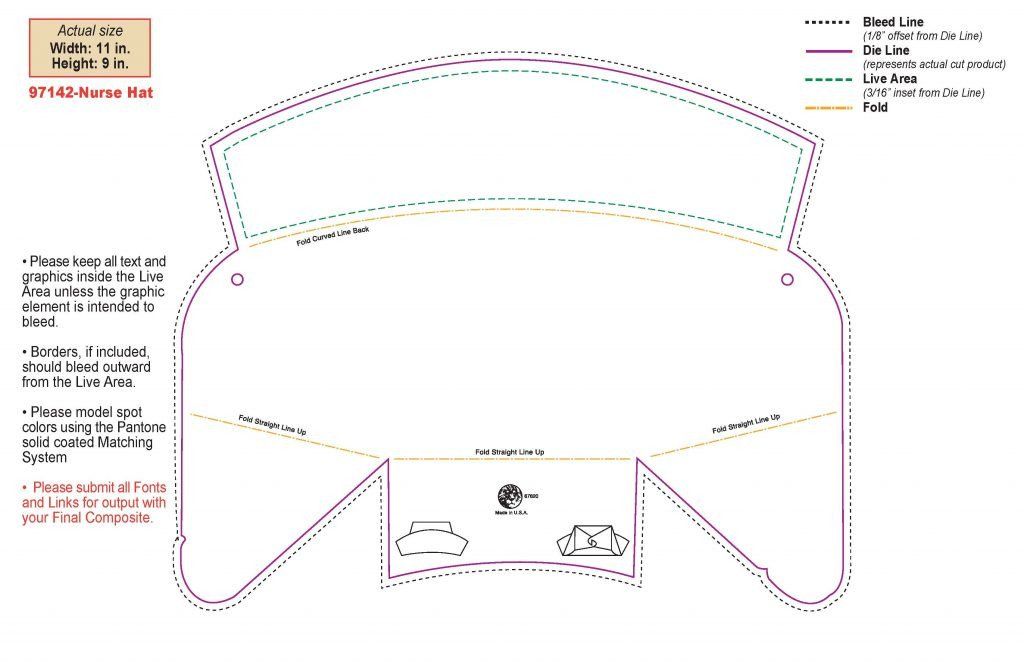 Printable nurse hat template simple template design nurse hat nursing cap hat template