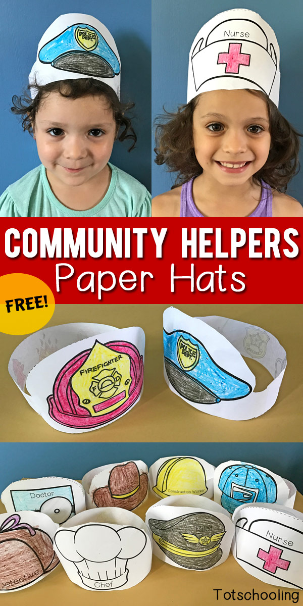Community helpers printable paper hats