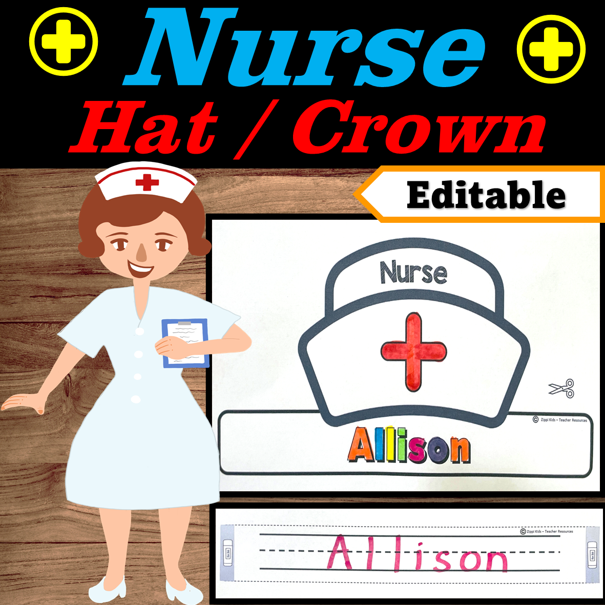Nurse hat editable name made by teachers