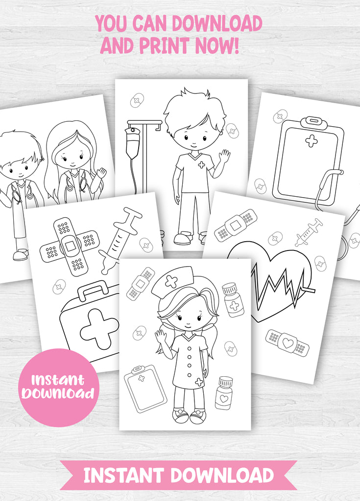 Instant download medicaldoctornurse coloring pages