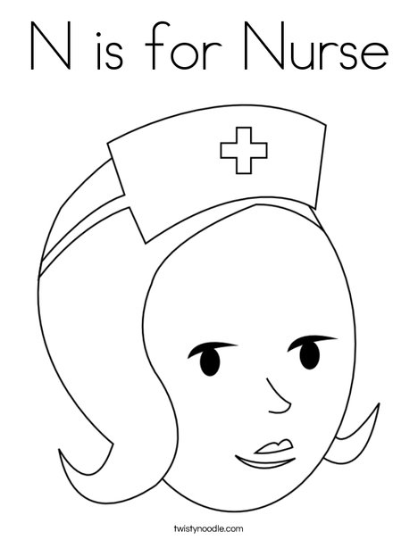 N is for nurse coloring page