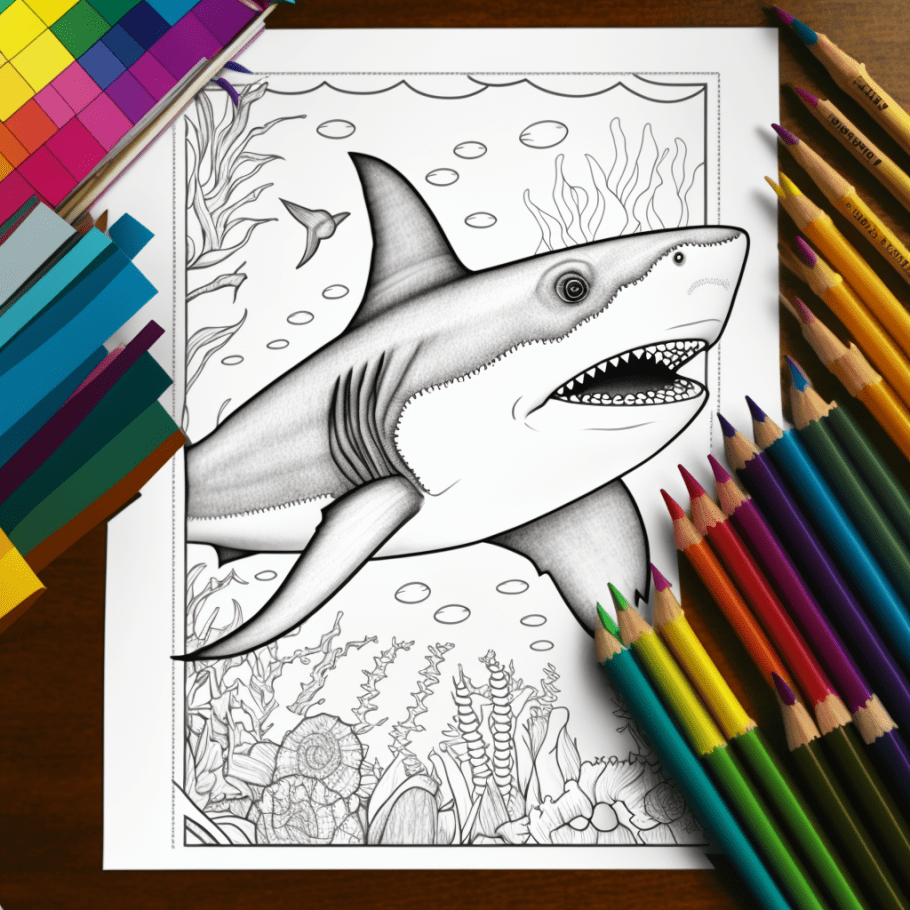 Free printable shark loring pages for kids