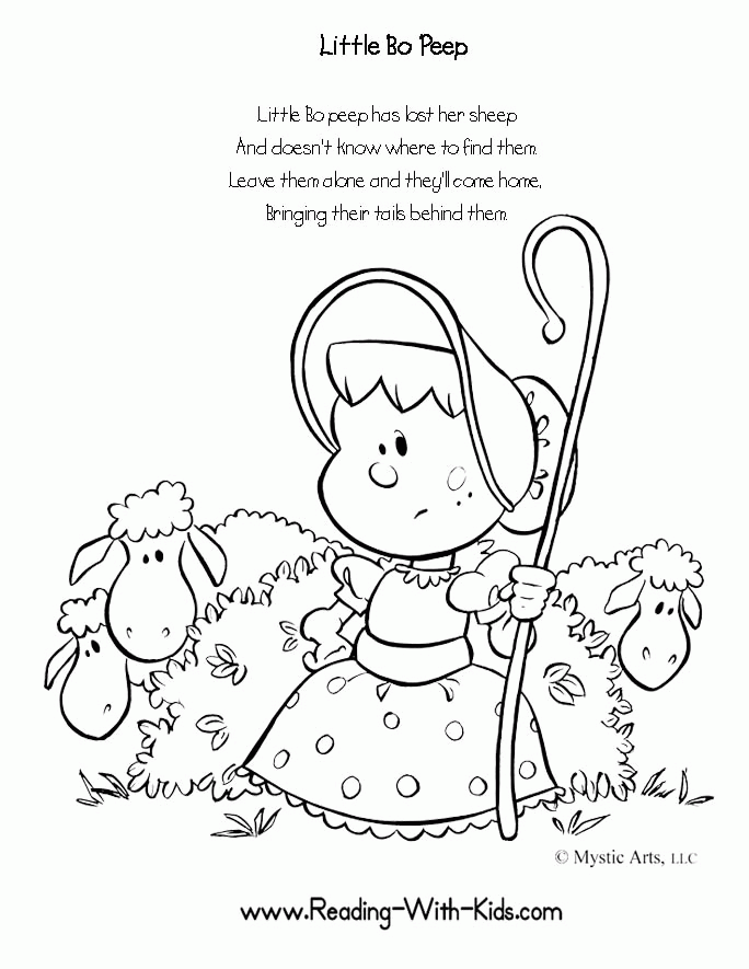 Little bo peep coloring pages printable for free download