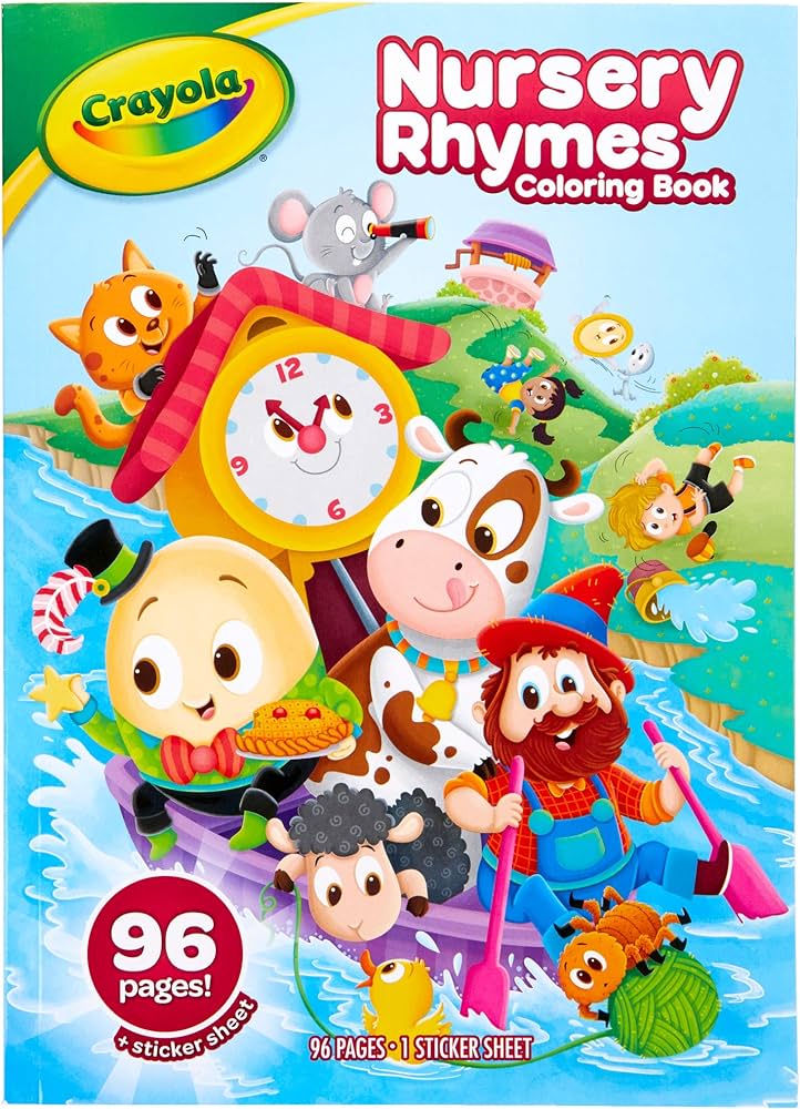 Crayola nursery rhymes coloring book with stickers coloring pages gift for kids ages toys games