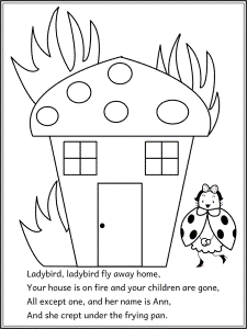 Ladybird ladybird nursery rhyme coloring pages and printable activities