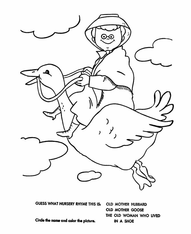 Nursery rhymes quiz coloring page sheets