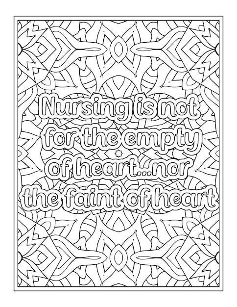 Premium vector nurse quotes coloring book page for adult
