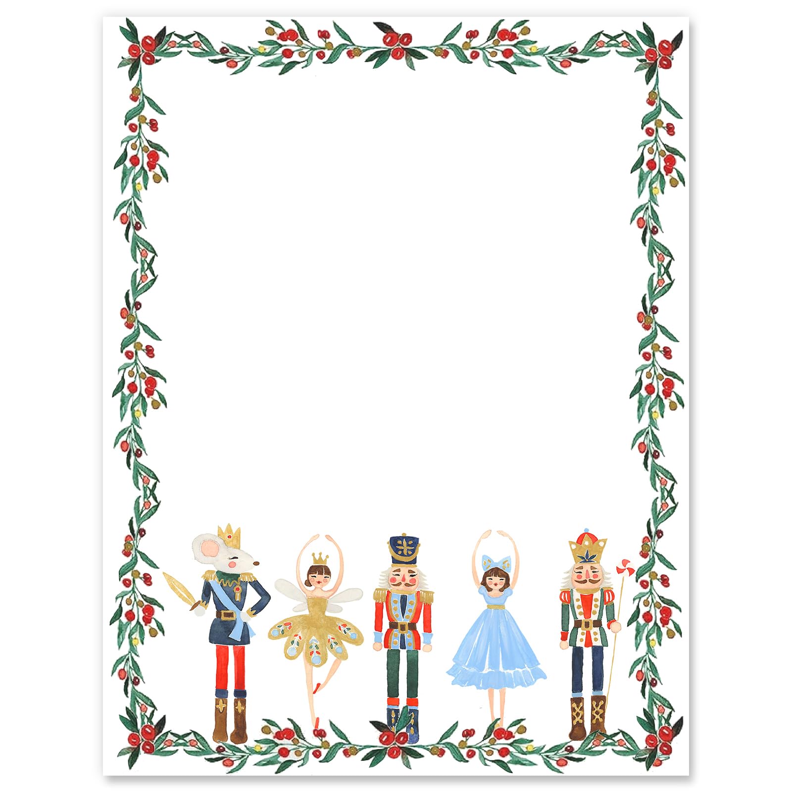 Anydesign pcs christmas stationery letterhead paper nutcracker border writing paper cartoon floral greeting letter paper for xmas greeting cards invitation office school printing x inch office products