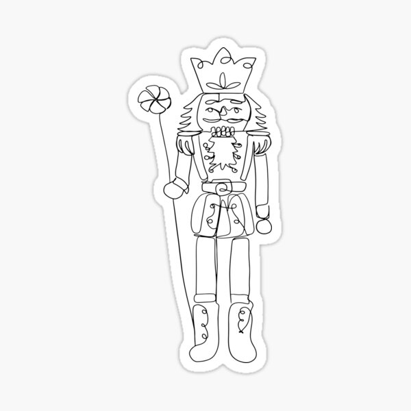 Nutcracker line art simple christmas drawing outline sketch minimalist holiday sticker for sale by namiby