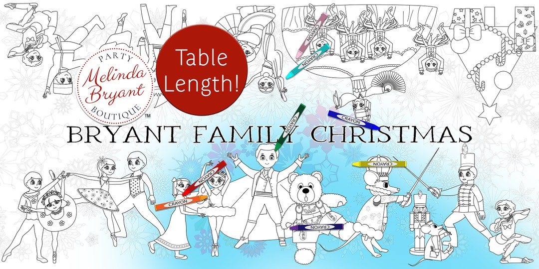 Nutcracker ballet coloring banner holiday gift and fun christmas decor festive paper table runner winter wedding kids corner craft