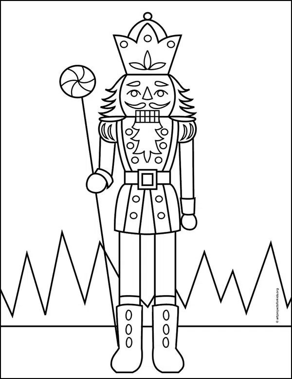 Easy how to draw a nutcracker tutorial video and nutcracker coloring page diy christmas paintings coloring pages primitive embroidery