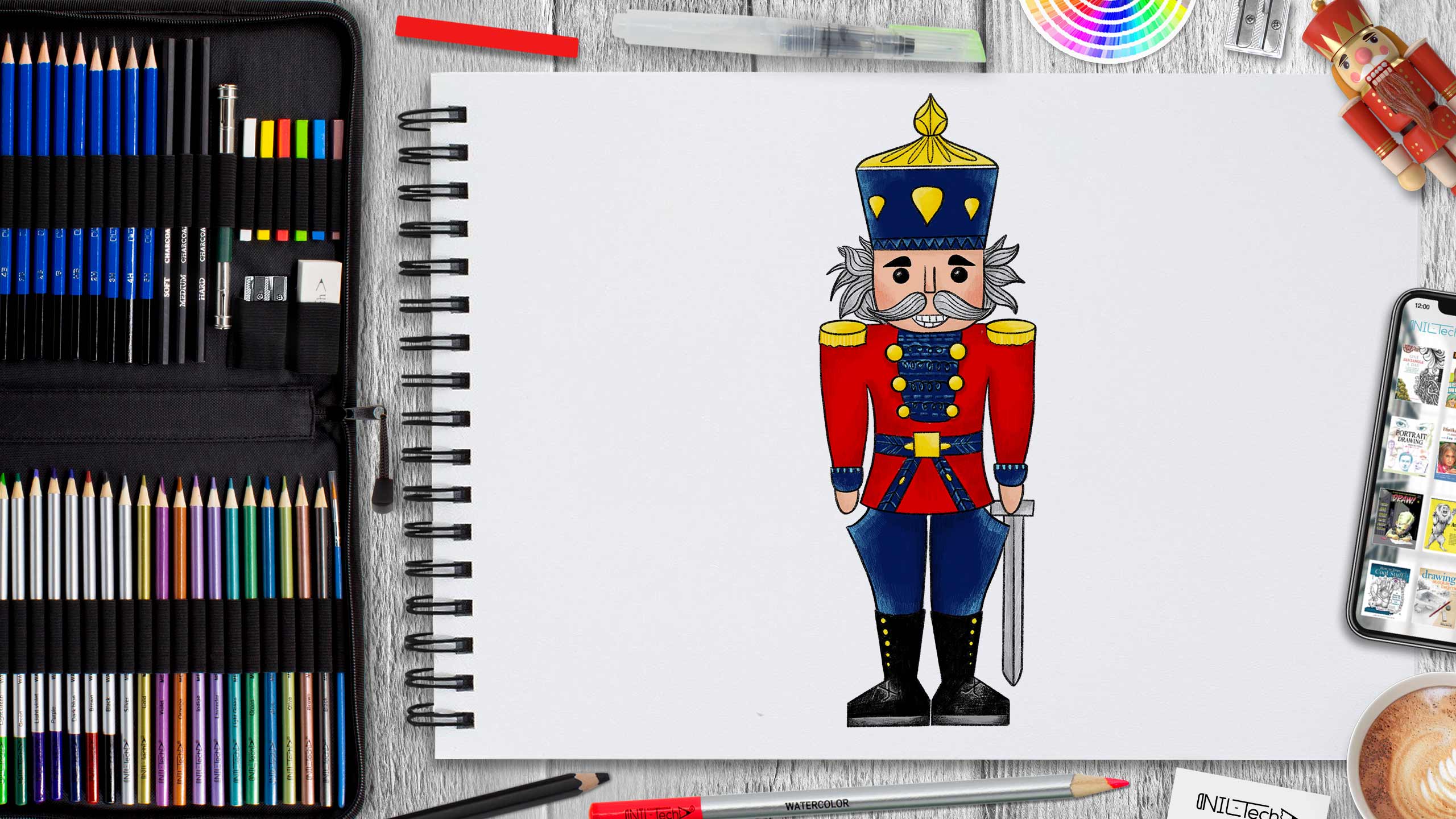 How to draw nutcracker