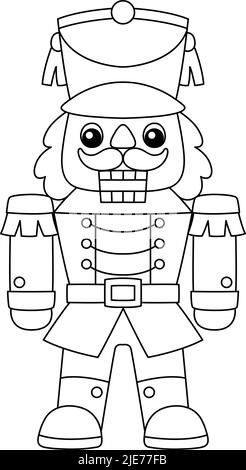 Christmas nutcracker coloring page for kids stock vector image art
