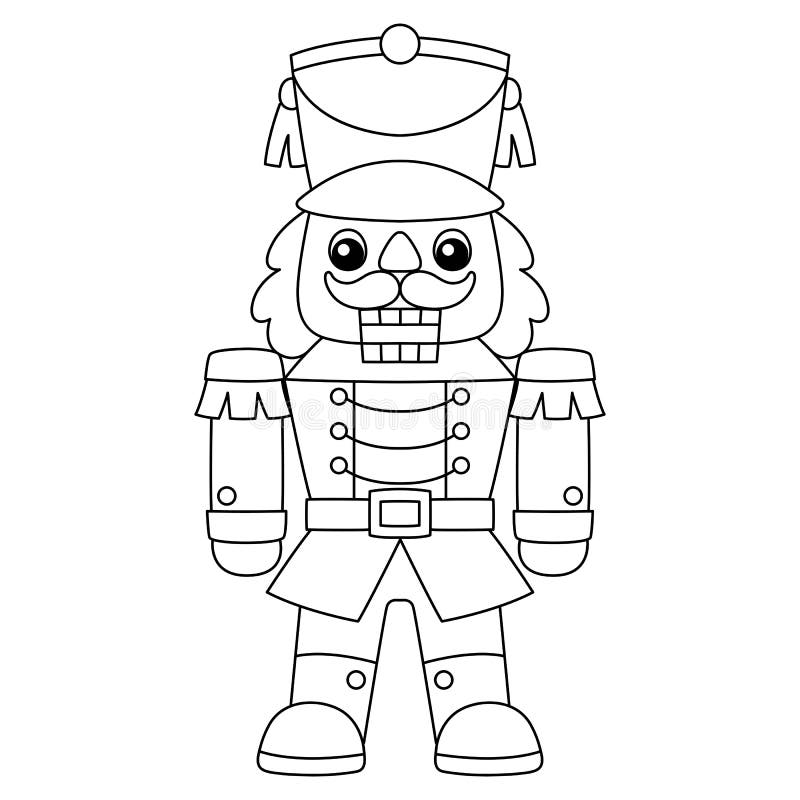 Christmas nutcracker isolated coloring page stock vector