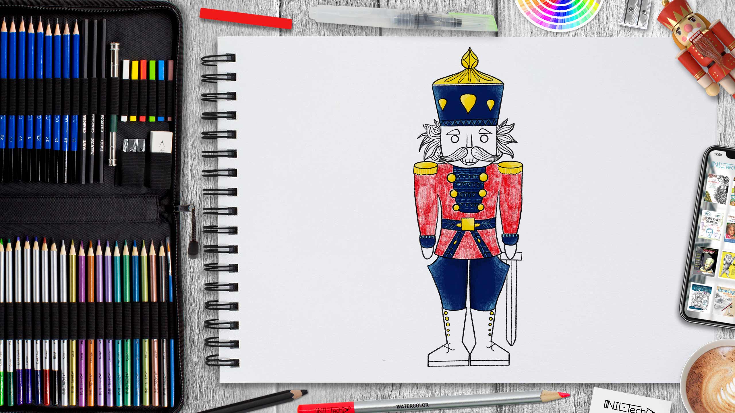 How to draw nutcracker