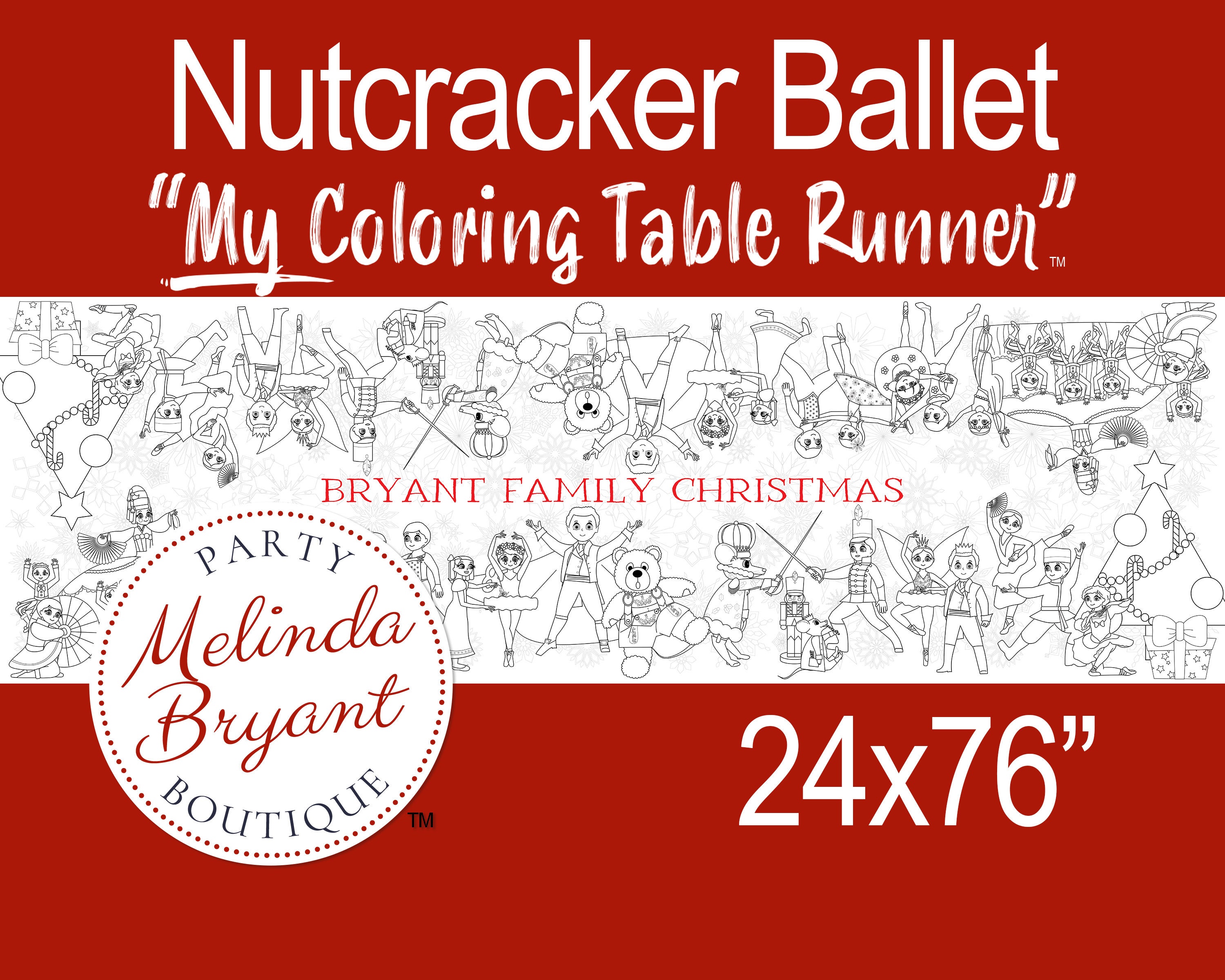 Nutcracker ballet coloring banner holiday gift and fun