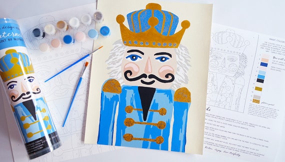 Nutcracker paint by number kit with glitter paint diy painting kit acrylic paint by number blue hues nutcracker by jennifer mccully