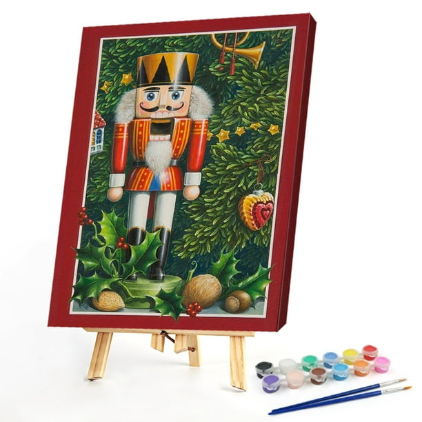 Nvas paint by numbers nutcracker hand painted drawing wall kit yhkh