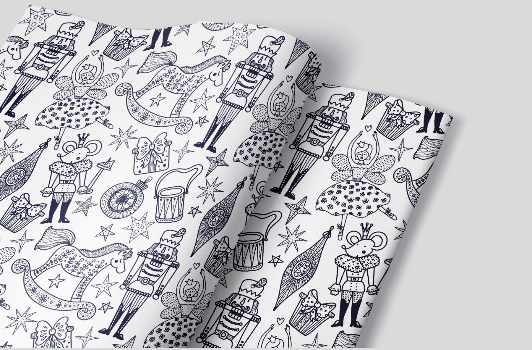 Marching nutcracker sketch wrapping paper