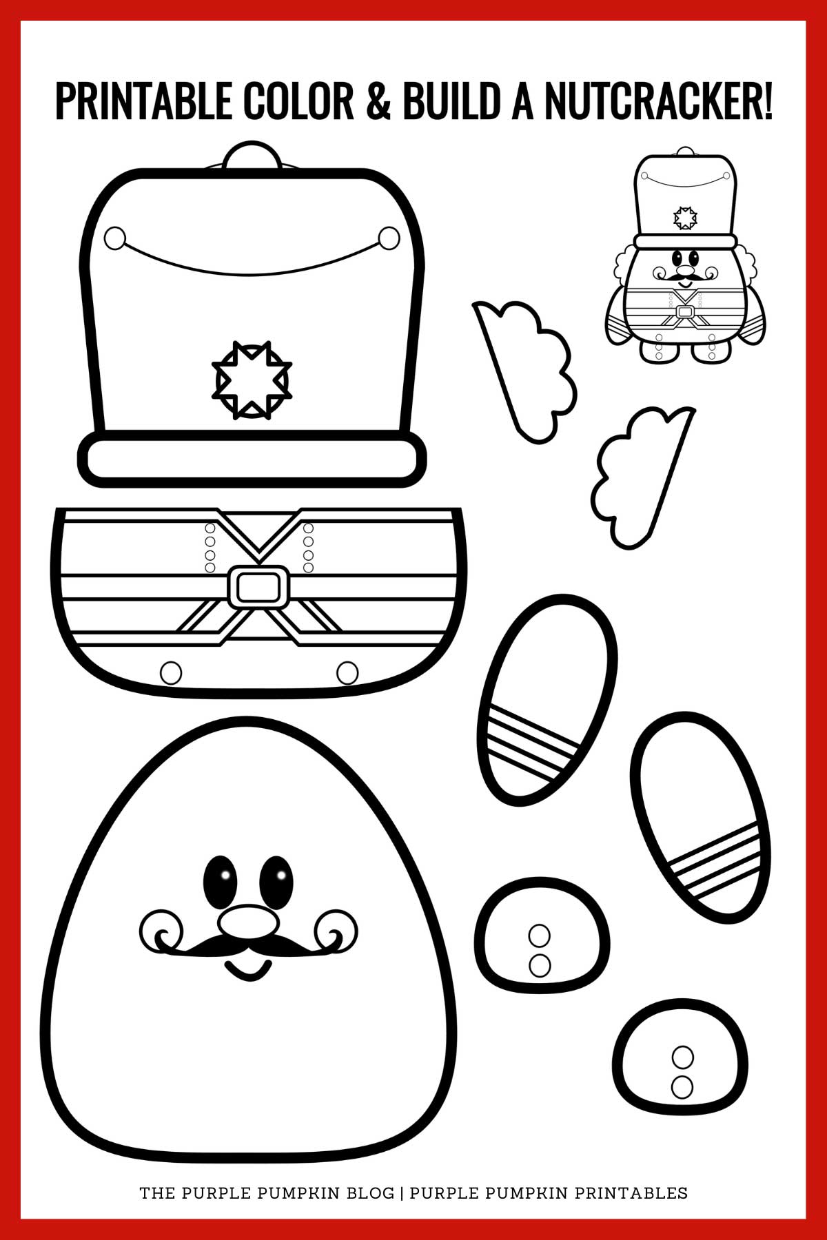 Printable color build a nutcracker