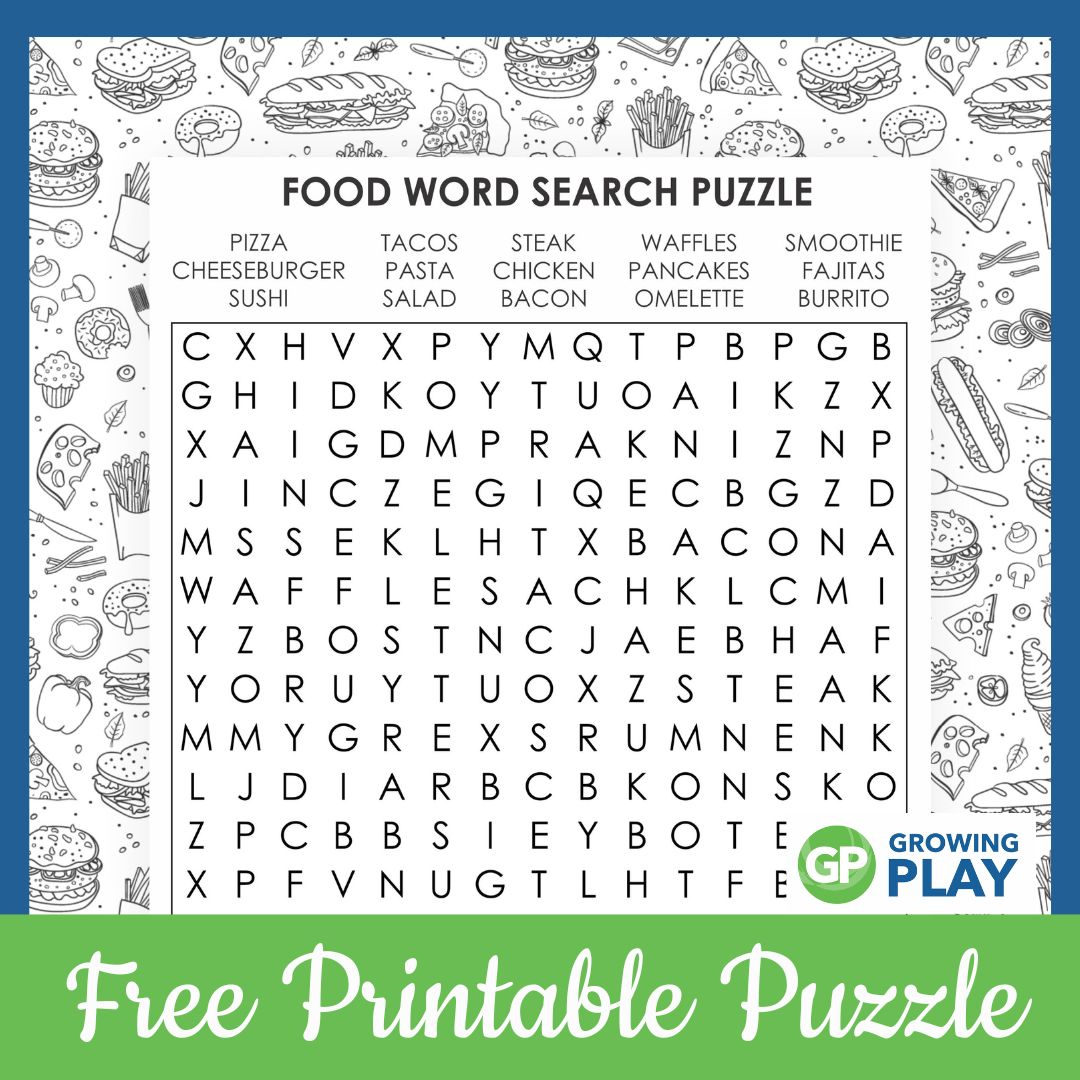 Food word search printable